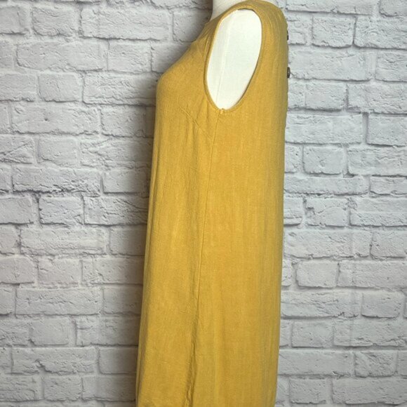 Crescent Mustard Yellow Linen Blend Sleeveless Dress Size M - Picture 3 of 7
